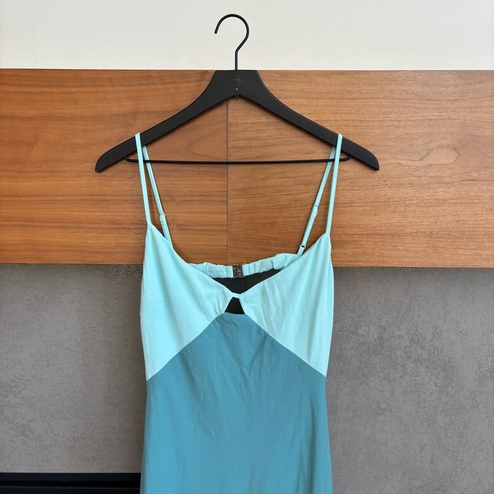 Abercrombie & Fitch Two-Tone Teal Maxi Dress